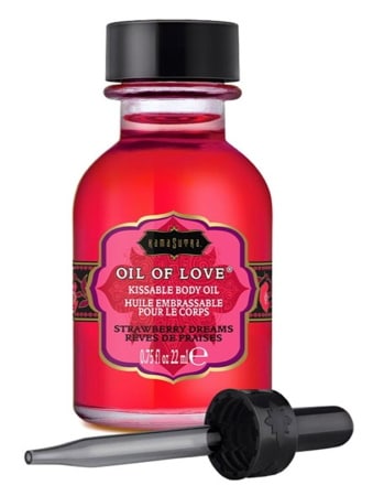 Huile comestible OIL OF LOVE fraise pour massage chauffant 22 ml