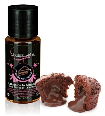 Huile comestible VOULEZ-VOUS fondant au chocolat massage chauffant 30 ml