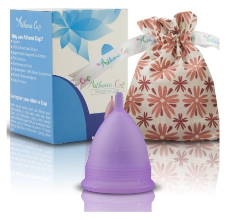 Coupe menstruelle petite taille ou grande taille, avec multiples couleurs au choix, et pochette en tissu ATHENA CUP, pour remplacer tampons féminins