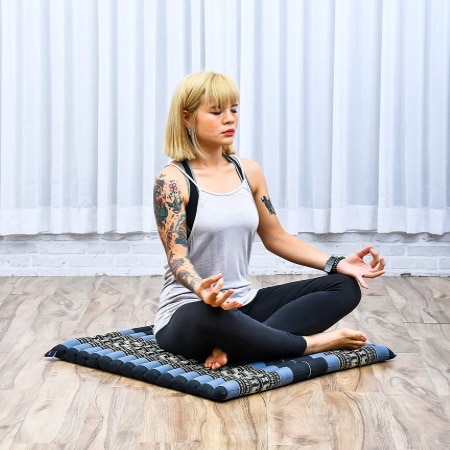 Tapis méditation large naturel confortable, coussin pour méditer lorsqu'on débute, rembourré avec produit naturel, idéal pour yoga ou relaxation assis